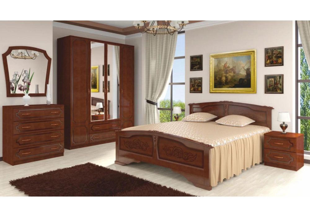 Шкаф ШР-3 трехдверный без зеркал Лакированный орех фабрика  Браво мебель