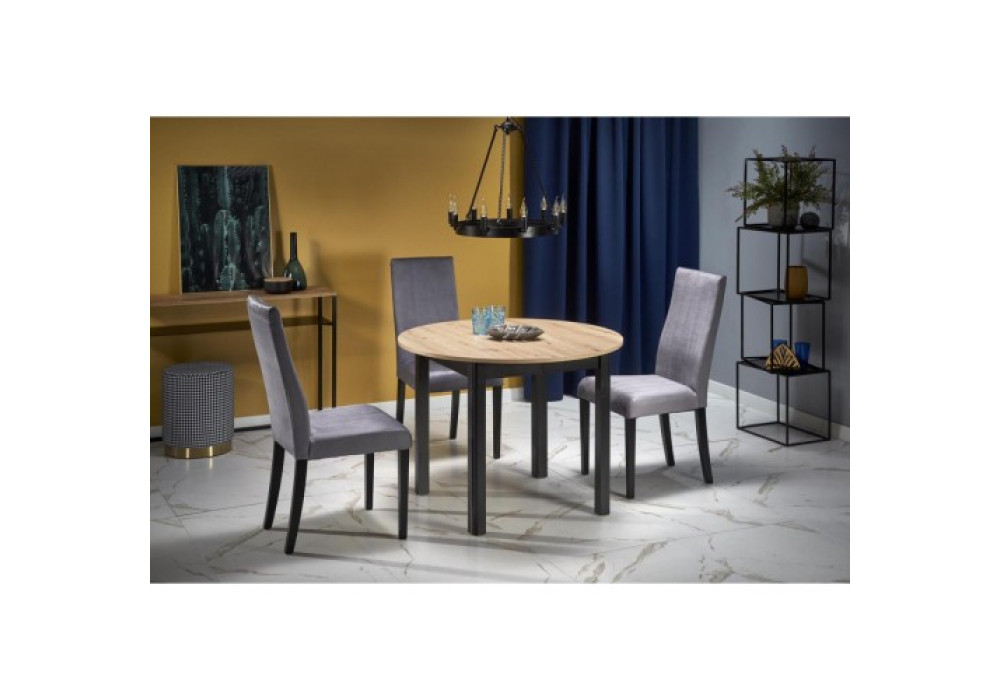 Стол обеденный HALMAR RINGO раскладной, дуб артизан/черный, 102-142/102/76