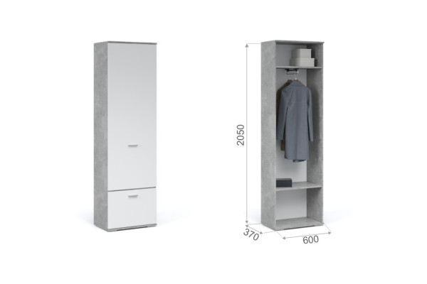 Распашной шкаф Виола (Ателье светлый/белый)  фабрика Империал 