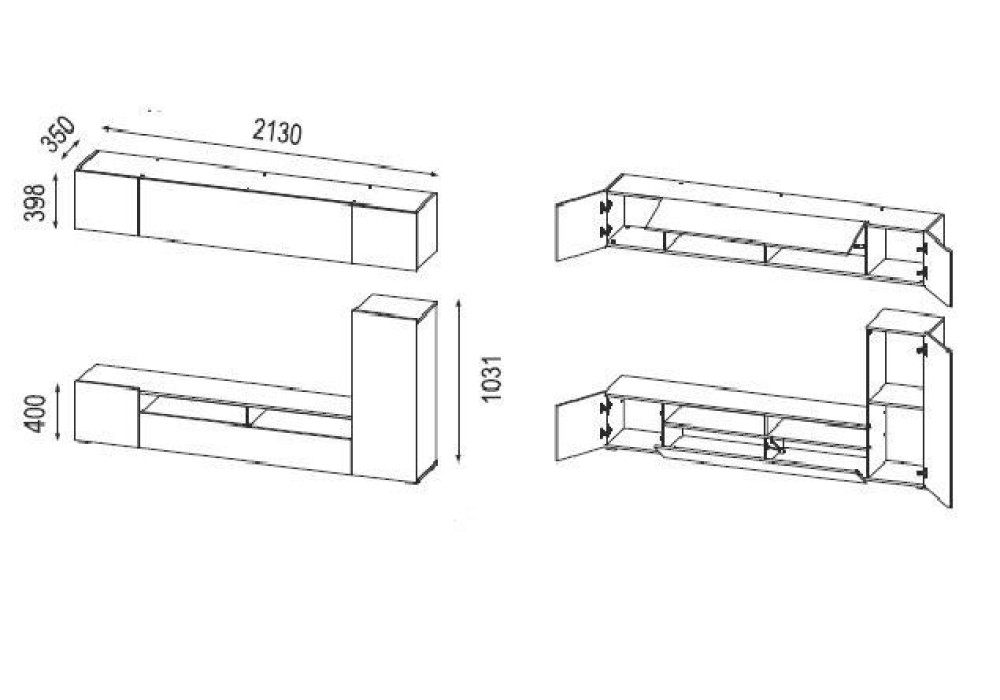 Стенка Прага-5 (диамант серый/таксония)  фабрика Олмеко 