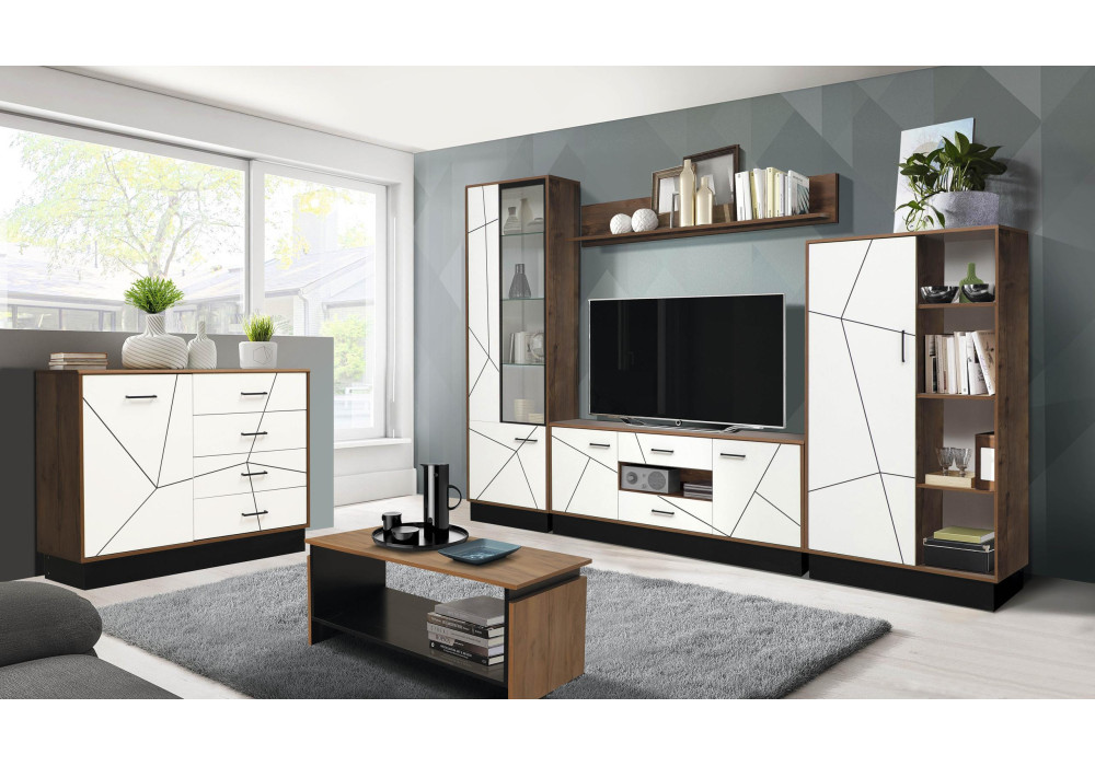 Шкаф-пенал 54.01-01 Гамма (левый) (таксония / черный / ПВХ белый) Фабрика Олмеко