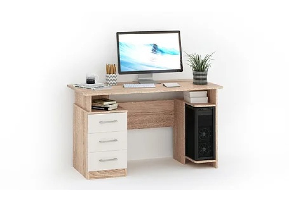 Стол Гарвард 130 3ящ (Дуб сонома/белый)  фабрика Империал 