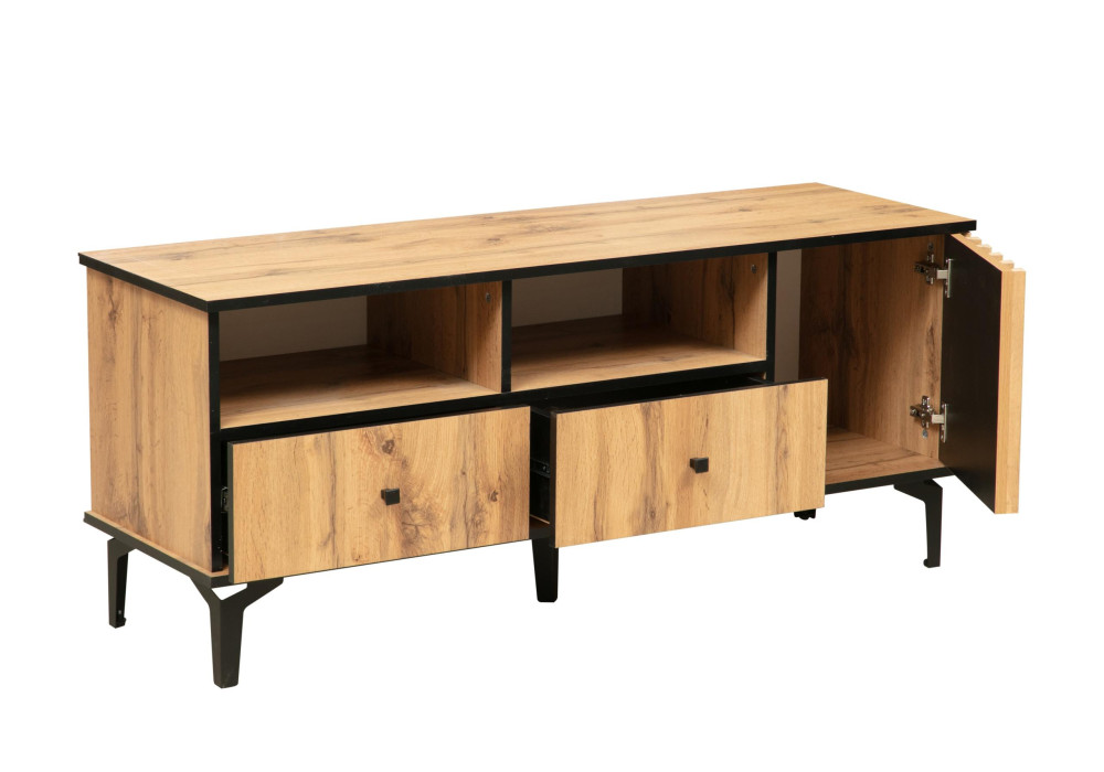 Модульная гостиная Либерти  (дуб вотан/черный/профиль дуб вотан)  фабрика Олмеко  Вар.4