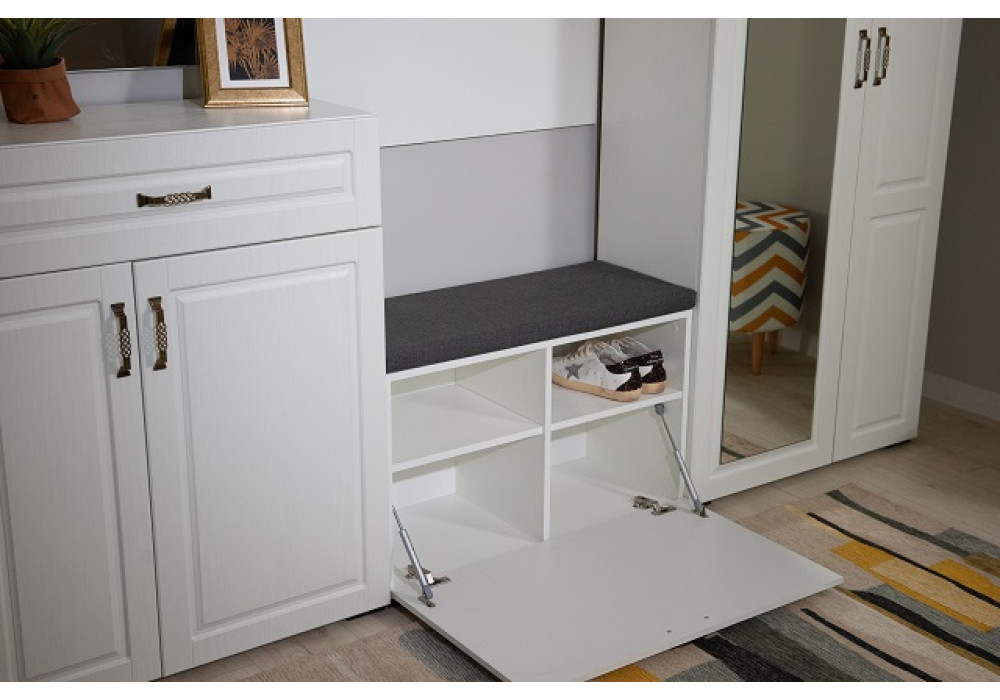 Модульная  прихожая Лацио  (Белый/белое дерево)  фабрика Империал 