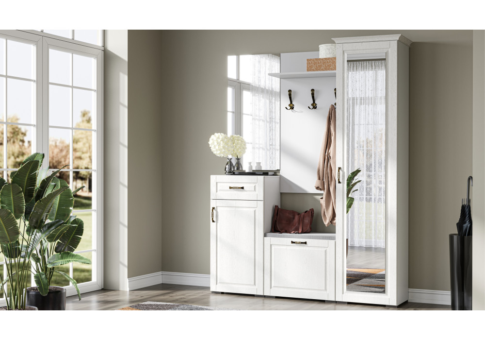 Модульная  прихожая Лацио  (Белый/белое дерево)  фабрика Империал 