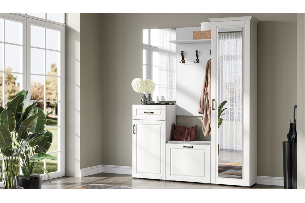 Модульная  прихожая Лацио  (Белый/белое дерево)  фабрика Империал 