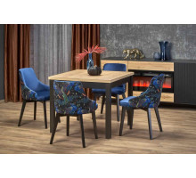 Стол обеденный HALMAR TIAGO KWADRAT раскладной, дуб крафт/черный, 90-125/90/76