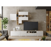 Гостиная Скайлайн комплектация 2 (Дуб Сонома Светлый/Белый Шагрень) фабрика МЛК