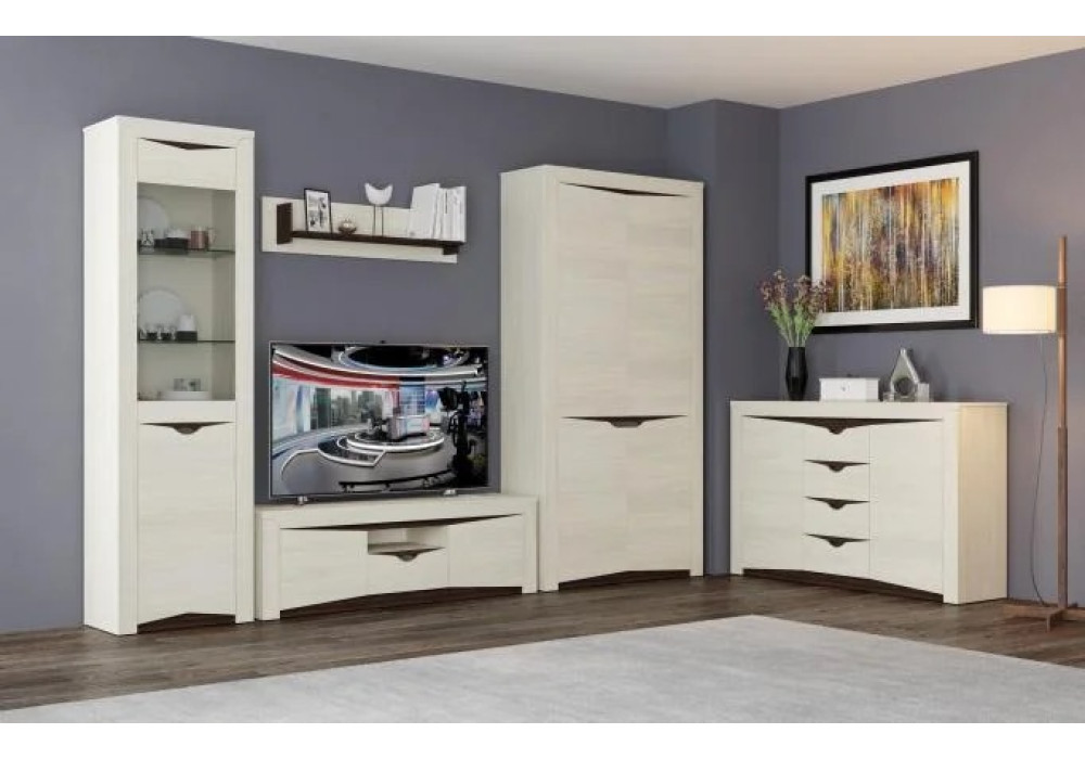 Шкаф - пенал 33.14 - 01  Лючия (бетон пайн белый/венге) Фабрика Олмеко