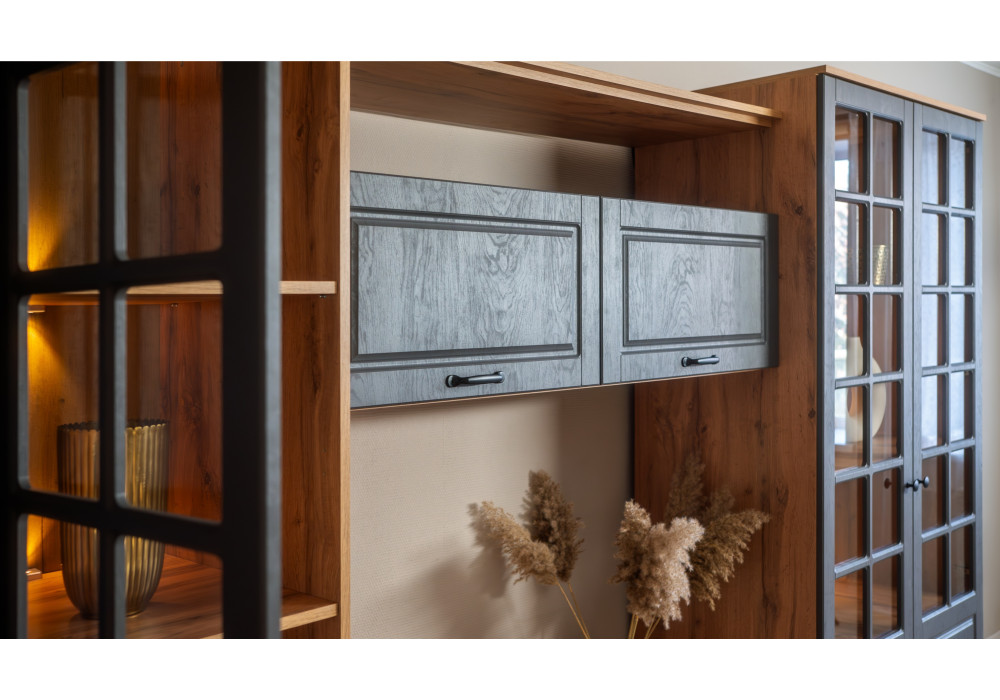 Шкаф навесной с полкой Лацио Сканди (Вотан/сканди графит) фабрика Империал 