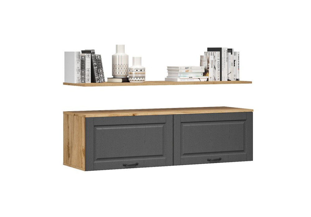 Шкаф навесной с полкой Лацио Сканди (Вотан/сканди графит) фабрика Империал 