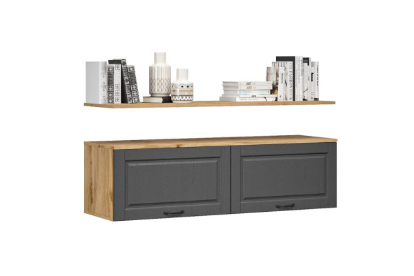 Шкаф навесной с полкой Лацио Сканди (Вотан/сканди графит) фабрика Империал 