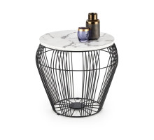 Стол журнальный HALMAR ADRIANNA белый мрамор/черный