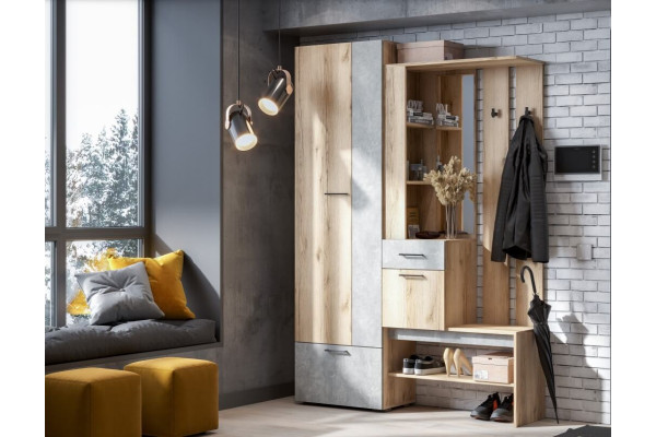 Прихожая SV-МЕБЕЛЬ Фаворит 1 К дуб делано/цемент светлый