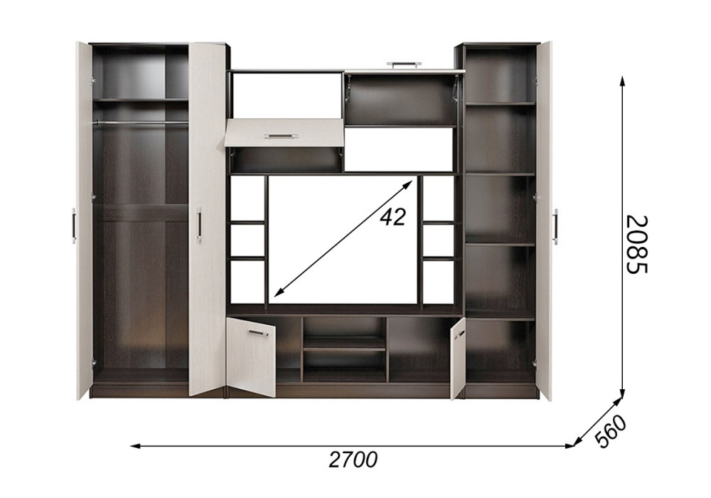 Гостиная  ПРЕСТИЖ (ВЕНГЕ/БОДЕГА) фабрика Евва