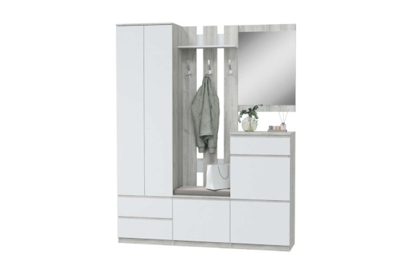 Прихожая Лори (MLK) Дуб серый/Белый