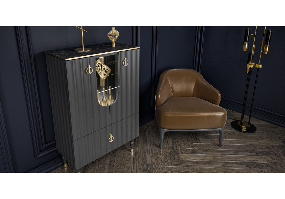 Гостиная МС ЛОРЕНСО (Графит) Мебель-Неман