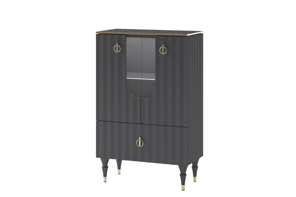 Шкаф комбинированный МН-043-01 МС ЛОРЕНСО (Графит) Мебель-Неман