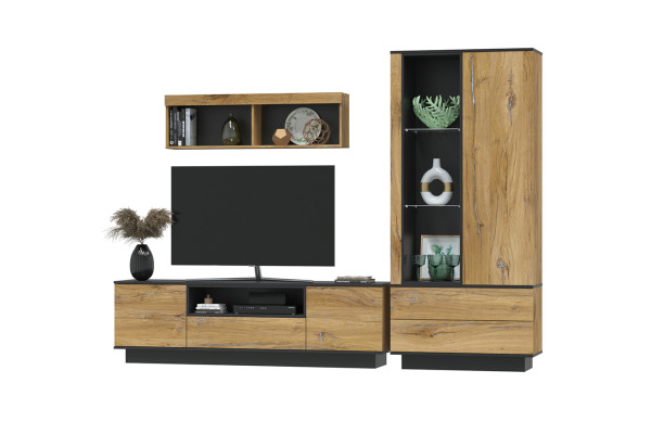 Гостиная Quartz 4 (Дуб нокс/Черный)  фабрика Интерлиния  