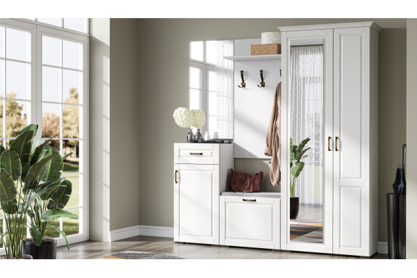Модульная  прихожая Лацио Вар-2  (Белый/белое дерево)  фабрика Империал 