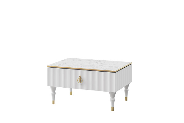 Стол журнальный МН-043-38 МС ЛОРЕНСО (Белый натуральный/Белый) Мебель-Неман