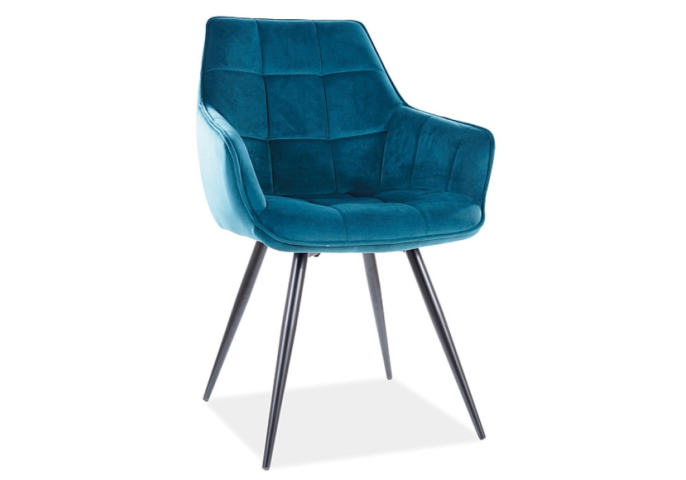 Стул SIGNAL LILIA VELVET BLUVEL 85 бирюзовый/черный