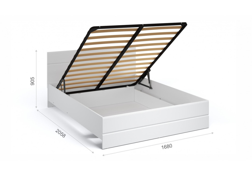 Кровать "Йорк" 1600 с подъемным мех. (белый/белый глянец) фабрика Империал 